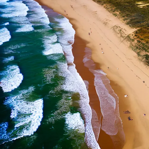 Prompt: An aerial shot of a crowded Californian beach on a sunny day