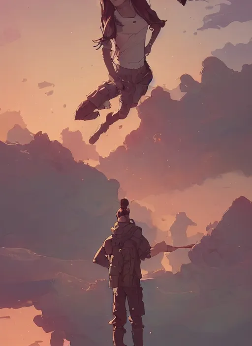 Image similar to overwhelmed with floating thoughts behance hd artstation by jesper ejsing, by rhads, makoto shinkai and lois van baarle, ilya kuvshinov, ossdraws, that looks like it is from borderlands and by feng zhu and loish and laurie greasley, victo ngai, andreas rocha