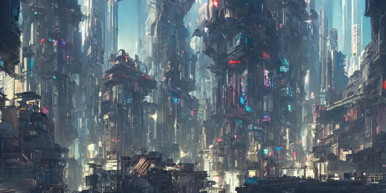 Prompt: several cyberpunk city design, by Greg Rutkowski, Feng Zhu and Kim Jung Gi, trending on Artstation, 8K, ultra wide angle, vivid color, light effect.