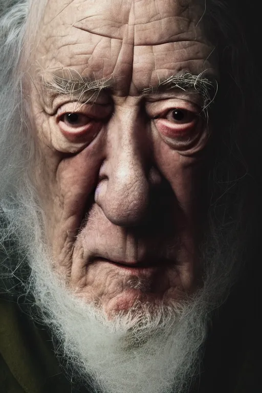 Prompt: Michael Gambon as Dumbledore, magical, forest, evening, green mist, symmetrical face, large eyes, hyper realistic, digital art, octane render, trending on artstation, artstationHD, artstationHQ, unreal engine, 4k, 8k