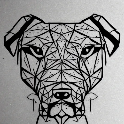 Image similar to tattoo design, stencil, tattoo stencil, traditional, a world famous tattoo of a geometric dog