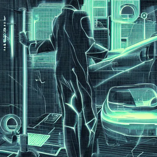 Prompt: Nikola Tesla electrical cyberpunk artwork