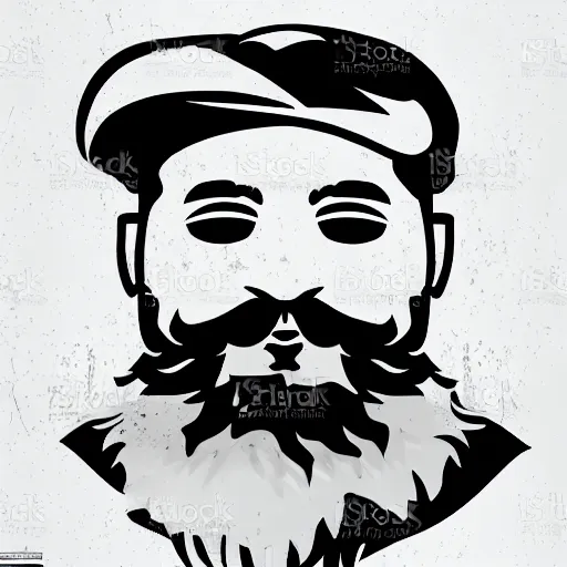 Prompt: bearded man using woodlathe, machinery, sawblade border, vector art, simple, clean, monochromatic, woodturning