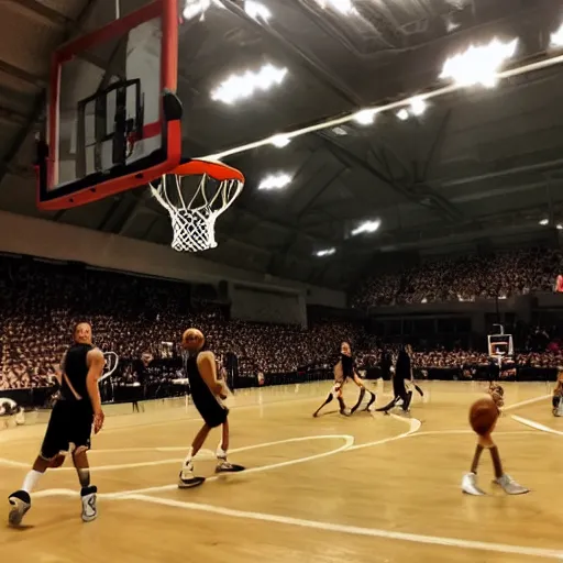 Prompt: insane basketball action shot