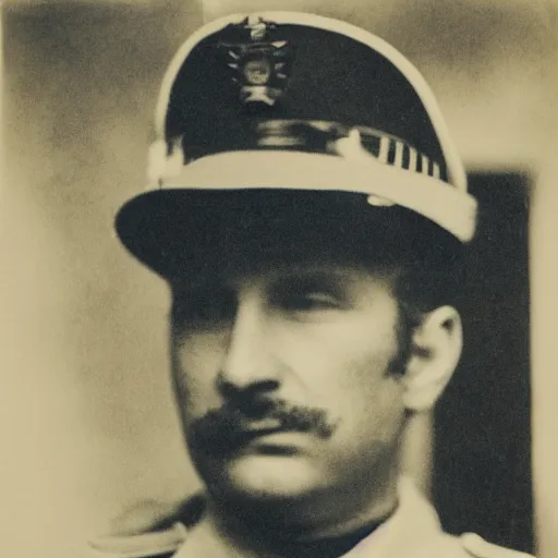 Image similar to close up portrait of a policeman police officer photo by Diane Arbus and Louis Daguerre
