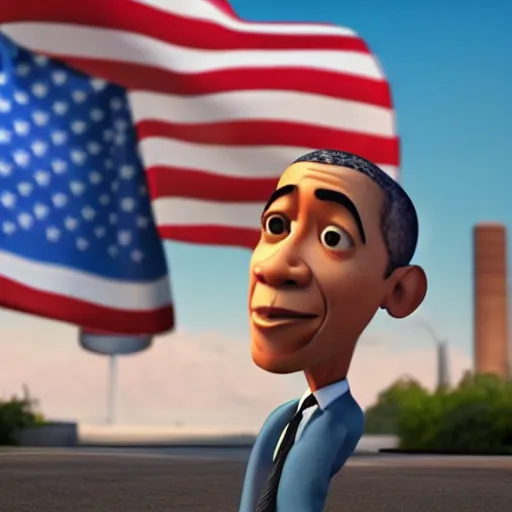 Image similar to obama, pixar animation, hd, octane render