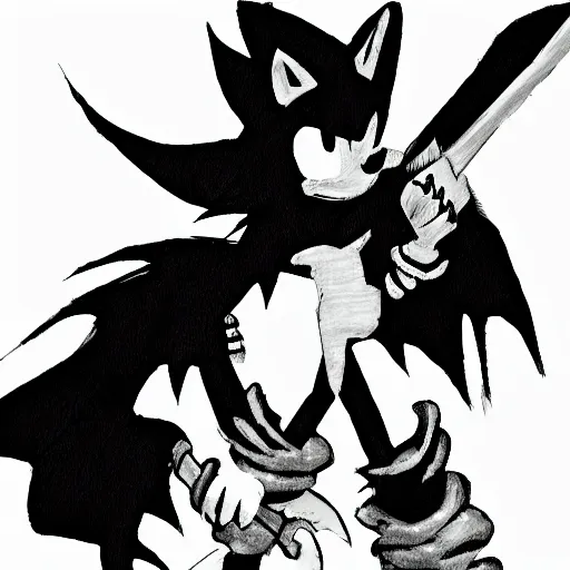 shadow the hedgehog holding a gun, Stable Diffusion