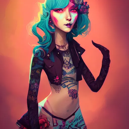 Image similar to a portrait of a beautiful punkrock girl, art by lois van baarle and loish and ross tran and rossdraws and sam yang and samdoesarts and artgerm, digital art, highly detailed, intricate, sharp focus, Trending on Artstation HQ, deviantart, unreal engine 5, 4K UHD image