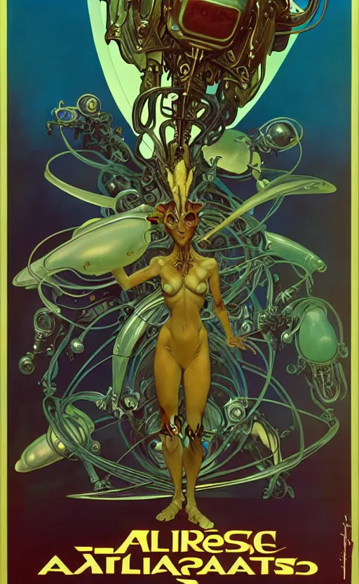 Image similar to exquisite imaginative alien creature poster art, humanoid, movie art, by lucusfilm, weta studio, alphonso mucha, james jean, frank frazetta, 8 k, denoised