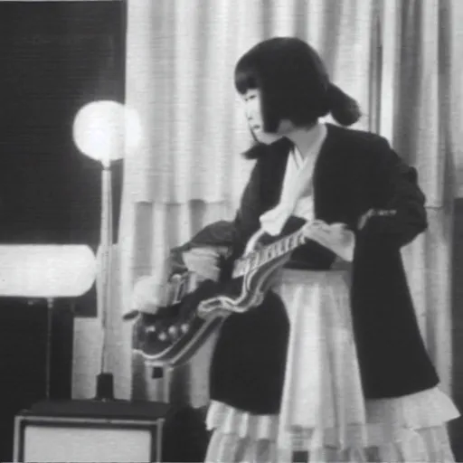 Prompt: real-life Yui Hirasawa with a Gibson Pre-'08 Les Paul Standard '50s, a still of a Japanese music movie