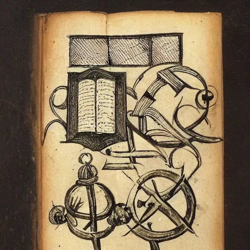 Image similar to medieval old book drawing ornaments