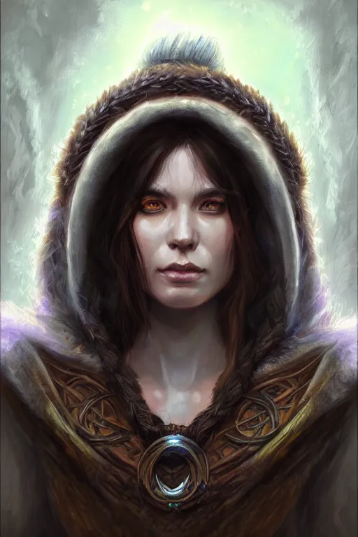 Prompt: head and shoulders portrait of a druid, female, high fantasy, dnd, by stanley artgerm lau