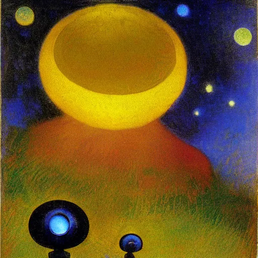 Image similar to ufo in the jungle y odilon redon