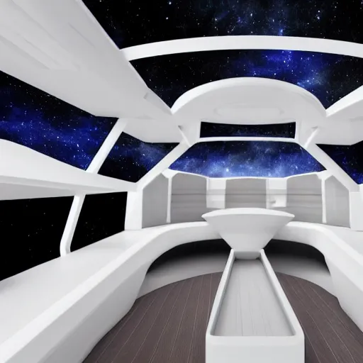Prompt: white ethereal spaceship interior