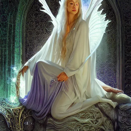 Image similar to ethereal majestic beauty white dress lady Galadriel the elven seer by Mark Brooks, Donato Giancola, Victor Nizovtsev, Scarlett Hooft, Graafland, Chris Moore