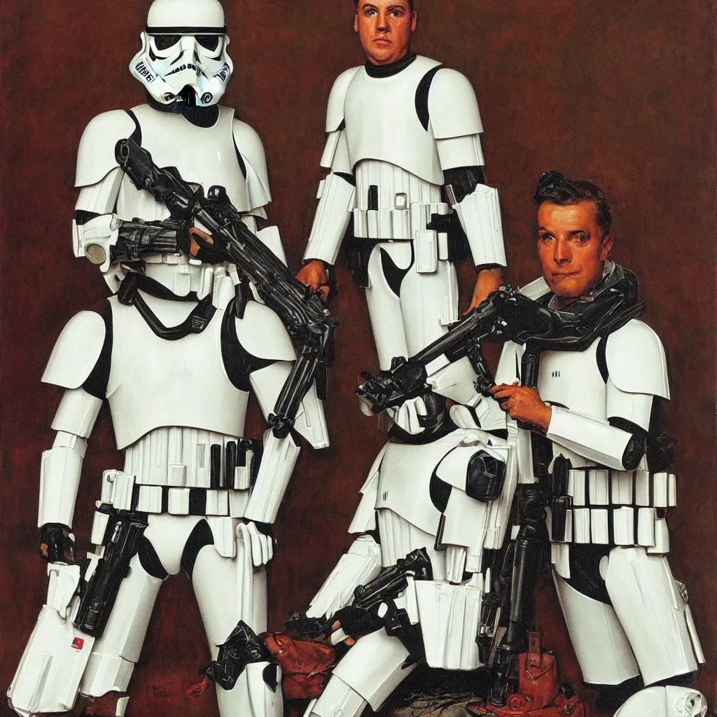 Prompt: Portrait of a Stormtrooper by Norman Rockwell
