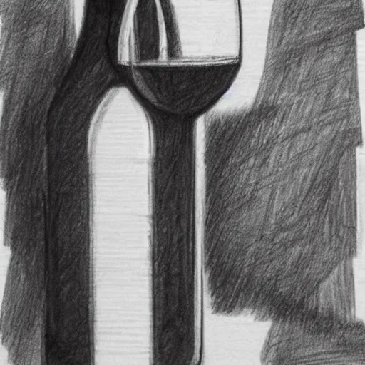 Prompt: bottle of wine drinking itself, pencil sketch, black and white