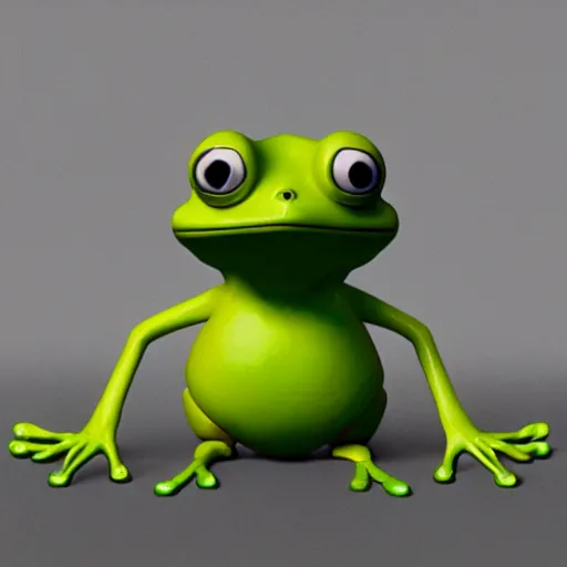 Image similar to a sadge - sad - pepe - the - frog, looking more depressed than usual, quivering lips, fists in the air, sweat flying, cgi render, zbrush, octane, keyshot render