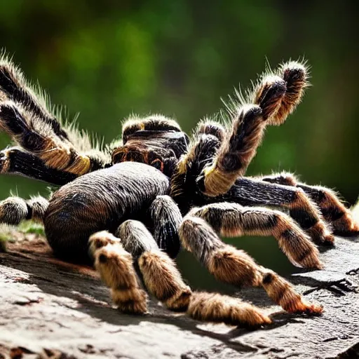 Prompt: Mega tarantula eating a man, hyper realistic, photography