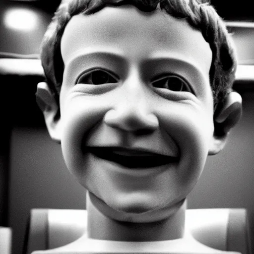 Prompt: photo of miniature Mark Zuckerberg under an electron microscope