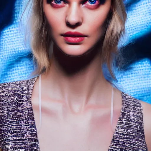 Prompt: A beautiful portrait of Daria Strokous as a model at Maybelline fashion show as a model Spring/Summer 2018, highly detailed, in the style of cinematic, Milan fashion week backstage, Extreme close up, Makeup by Pat McGrath, Hair by Guido Palau, Greg rutkowski