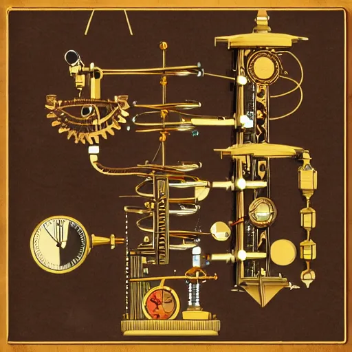 Prompt: schematic of a steampunk physics apparatus