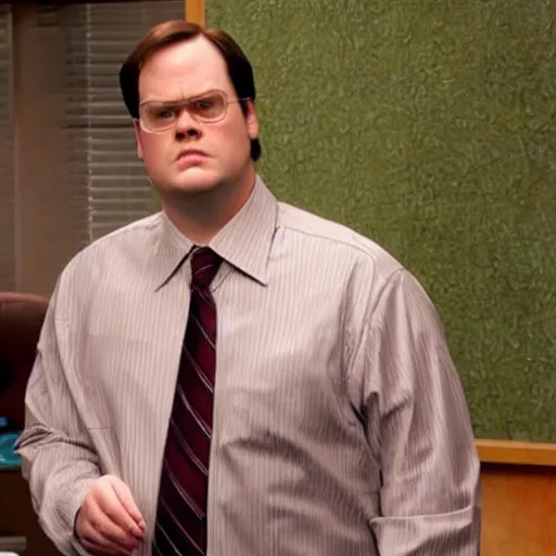 Image similar to dwight schrute pretending to be brian baumgartner