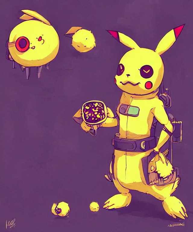 Prompt: a portrait of an anthropomorphic cyberpunk pikachu, holding rice ball, cyberpunk!, fantasy, elegant, digital painting, artstation, concept art, matte, sharp focus, illustration, art by josan gonzalez