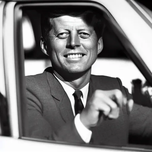 Prompt: John f. Kennedy in a Lincoln commercial, in the style of Matthew McConaughey, high detail, cinematic lighting