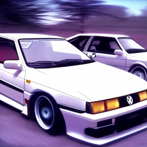 Image similar to volkswagen corrado in initial d, anime still frame