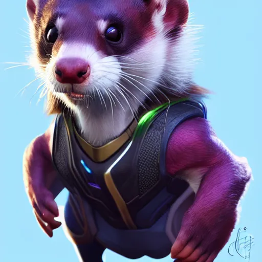 Image similar to a anthropomorphic ferret is thanos, hyperdetailed, artstation, cgsociety, 8 k