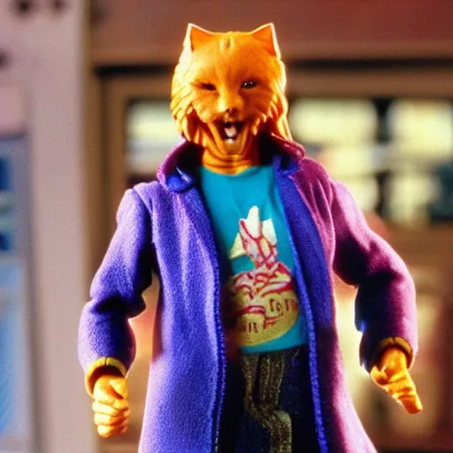 Image similar to action figure of cat from bill & ted's excellent adventure the movie, 4 k, highly detailed, award winning, look at all that detail!