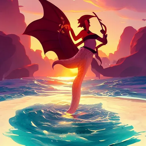 Image similar to painting mermaid treasure on sea of thieves game avatar hero smooth face median photoshop filter cutout vector, behance hd by jesper ejsing, by rhads, makoto shinkai and lois van baarle, ilya kuvshinov, rossdraws global illumination