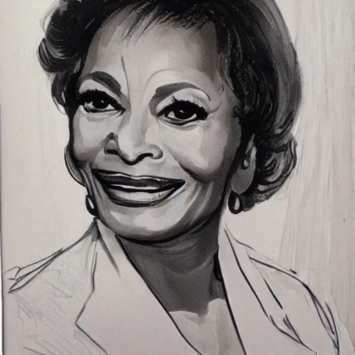 Prompt: Lovely portrait of Nichelle Nichols by Charles Cundall and Charles Harold Davis
