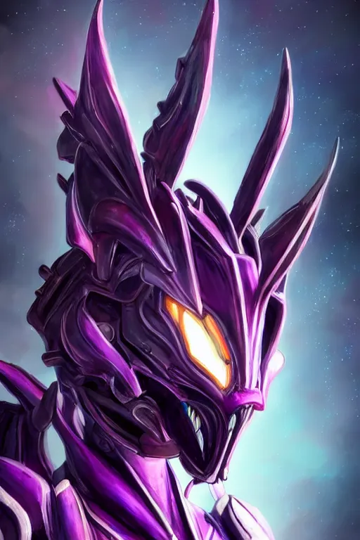 Image similar to cinematic bust shot, cosmic beautiful stunning giant robot mecha hot female dragon goddess, sharp spines, sharp metal ears, smooth purple eyes, smooth fuschia skin, elegant smooth silver armor, nebula size, epic proportions, epic scale, macro giantess, furry art, dragon art, goddess art, giantess art, warframe, warframe fanart, furaffinity, octane