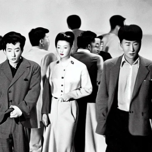 Image similar to 1950s Korean thriller film noir, Shin Sang-ok, 35mm film, Cooke Varotal 20-100 T3.1