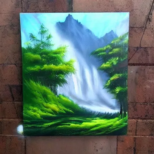 Image similar to beautiful landscape spray painting