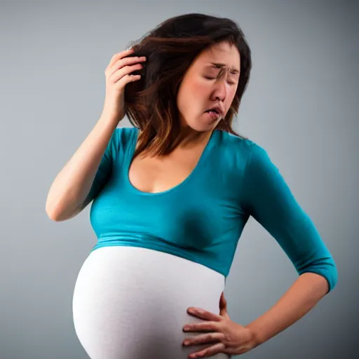 Image similar to pregnant woman uncomfortable with indegestion