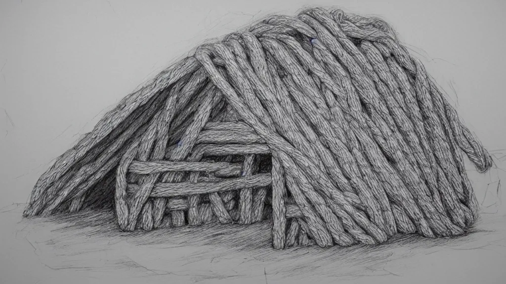 Image similar to pencil sketch sweet shelter made of ropes