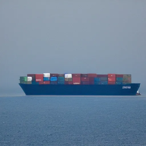 Image similar to maersk container ship, haze, telephoto zoom,