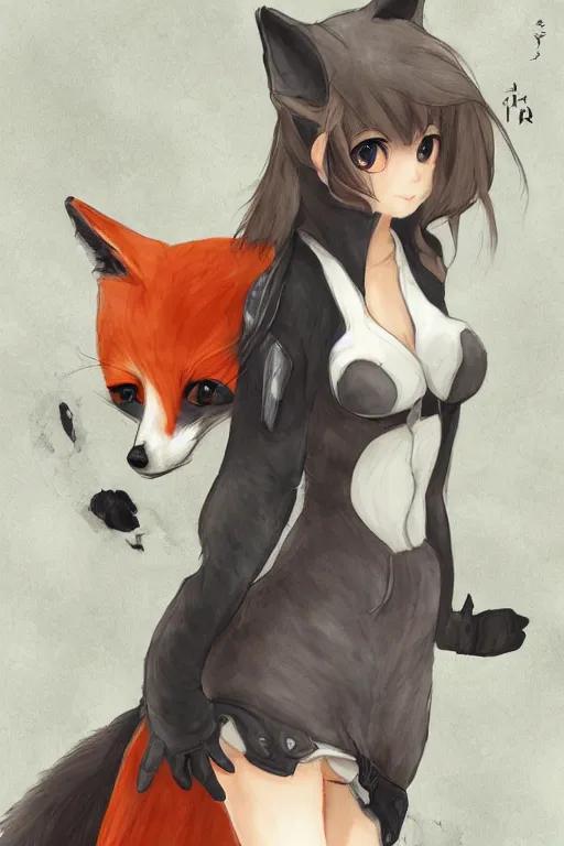 Image similar to a girl with fox features, trending on pixiv, by kawacy