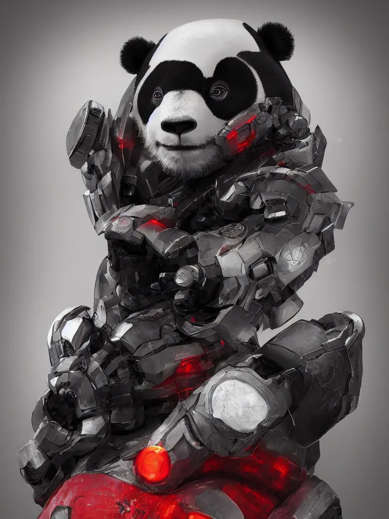 Image similar to “A detailed portrait of a giant robot panda dressed as a samurai, anime, trending on artstation, octane render, cgsociety, 4K, 8K”