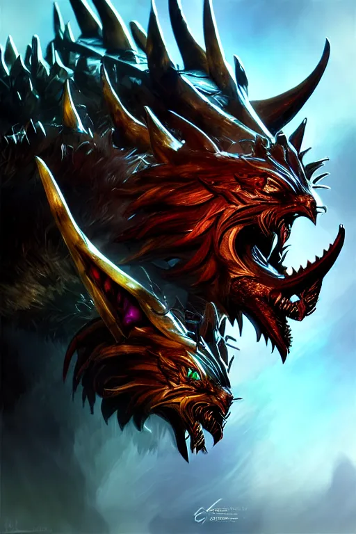 Prompt: Charr tempest of Guild Wars 2, concept art, close-up, digital art, hyper-realistic, highly detailed