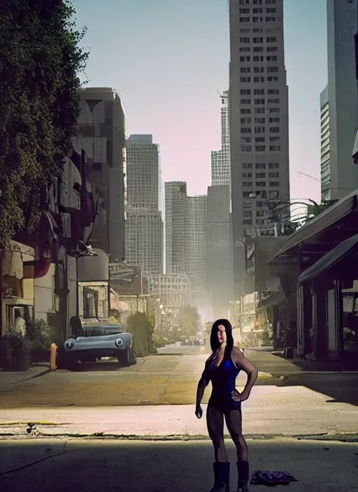 Prompt: a color photo portrait of she hulk in la by gregory crewdson, dramatic lighting, 7 5 mm lens, sharp focus.