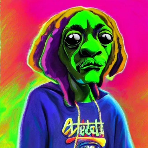 Image similar to a snoop dogg tennis ball monster, snoop dogg, colorful, digital art, fantasy, magic, chalk, trending on artstation, ultra detailed, professional illustration by basil gogos