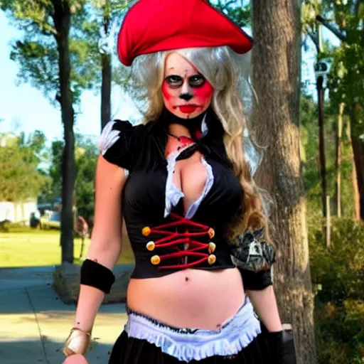 Image similar to a buxom pirate wench, halloween, cosplay