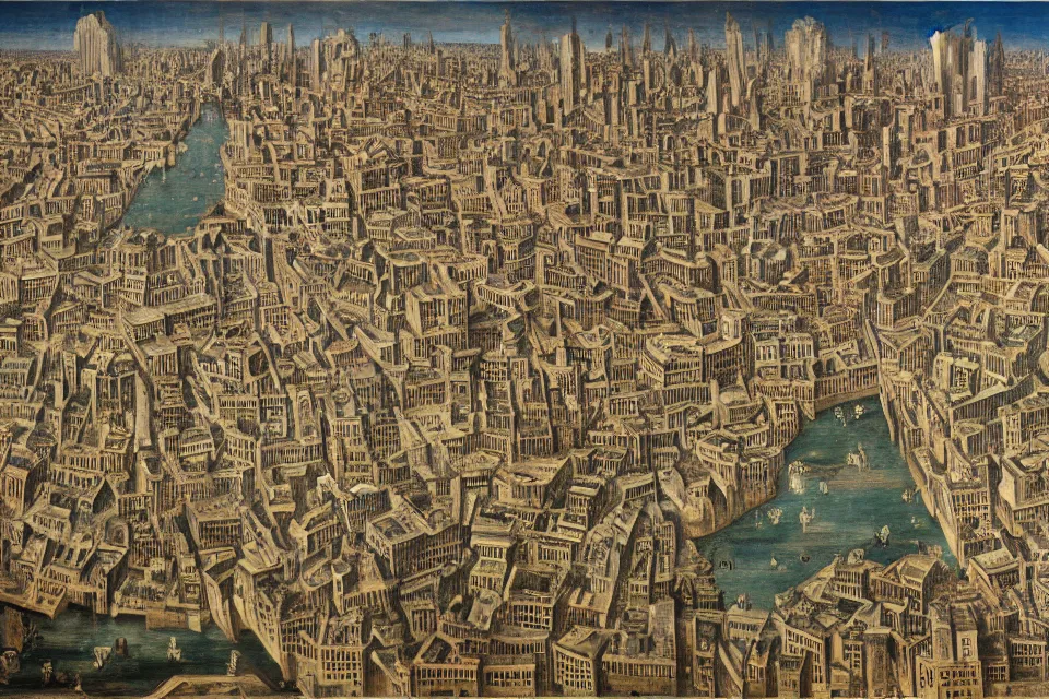 Prompt: One hand is scratching down over Cities all over the world 1945, renaissance painting, award-winning.