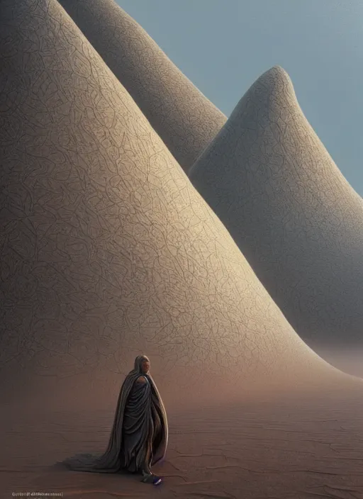 Image similar to Michael Whelan art directs Dune, veil in the dust, photorealistic, 3d render, award winning render, unreal engine, octane render, studio lighting, 8k, hd