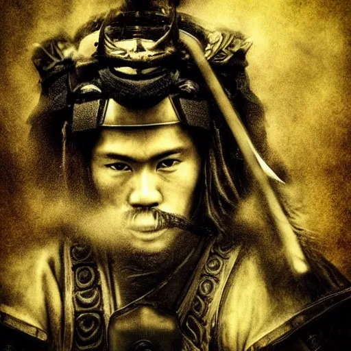 Image similar to fantastic samurai portrait, atmospheric