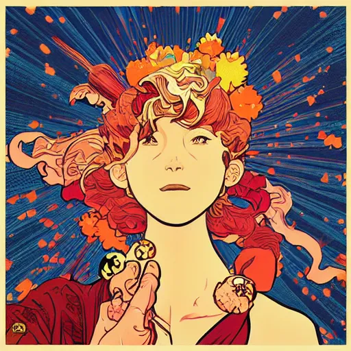 Image similar to sakura sunset illustration, pop art, splash painting, art by geof darrow, ashley wood, alphonse mucha